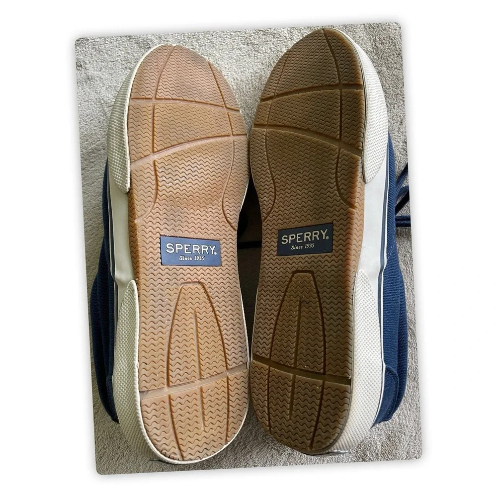 Sperry Top-Sider Men's Size 9.5 Blue Canvas Sneakers Lace Up Boat Shoes STS21562